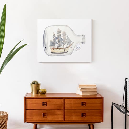 Boat In A Bottle 20" x 16" Canvas Wall Art